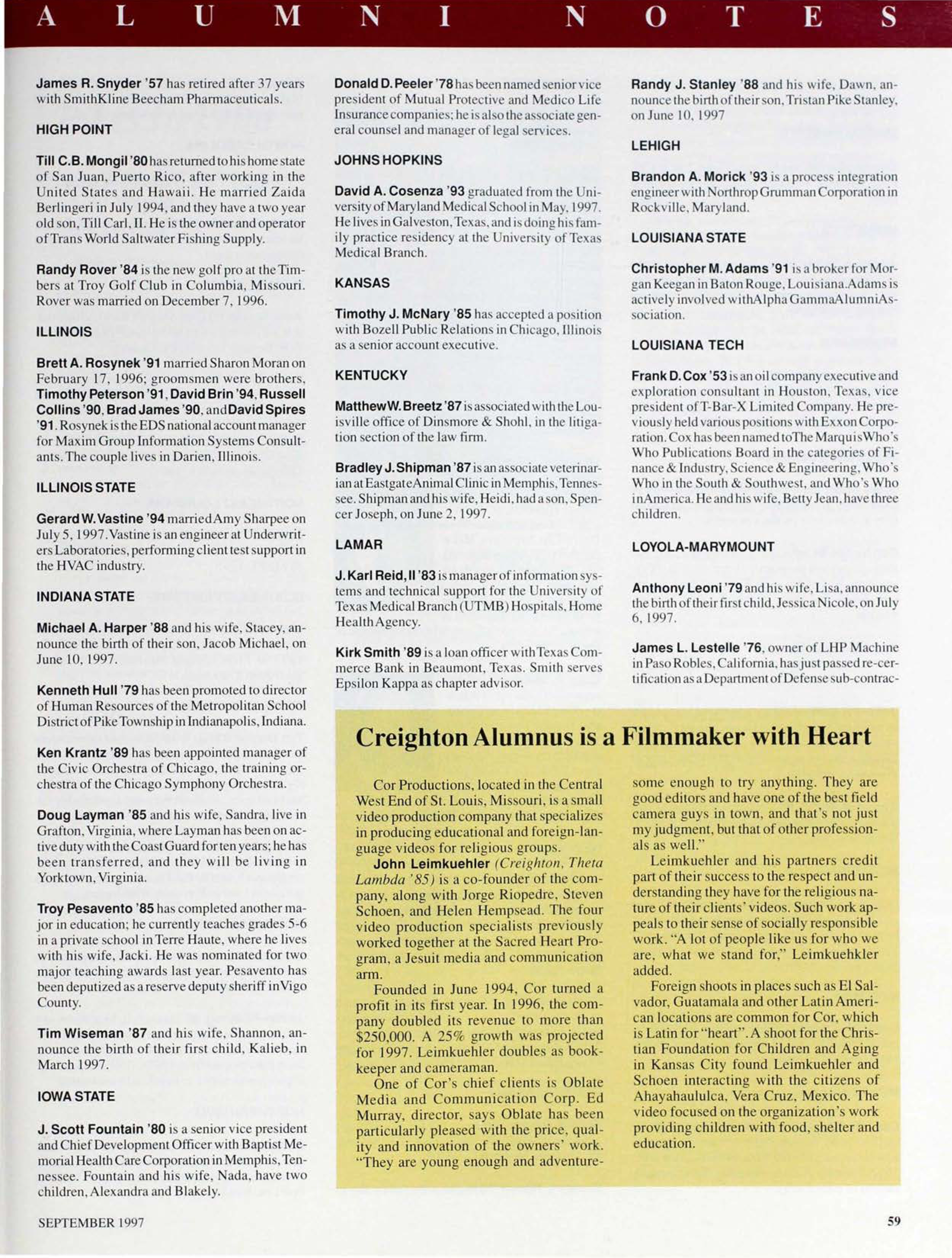 Creighton Alumnus Is a Filmmaker With Heart